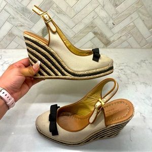 Kate Spade Canvas Espadrille Wedges Size 7